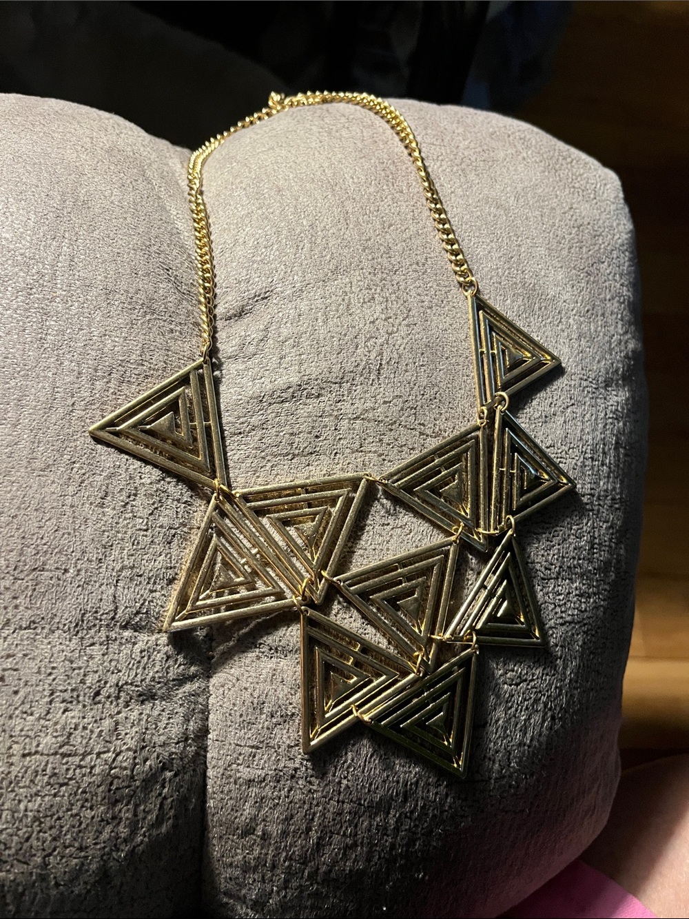 Geometric Triangle Statement Necklace - Gold clasp needs attaching 1539